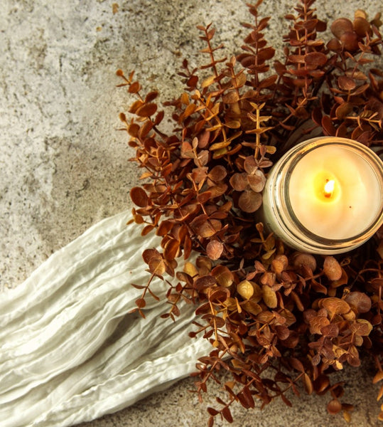 #G233313  Primitive Brown Eucalyptus 14In Candle Ring