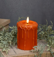 #NY229059  4In Orange 3D Flame Pillar Candle