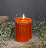 #NY229059  4In Orange 3D Flame Pillar Candle