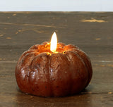 #NY236428  Primitive Bronze 3D Flame 3 Inch Short Pumpkin - 6Hr Timer
