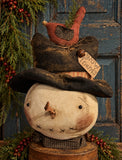 #SNHD Primitive Snowman Head On Base By Dawn's Attic Treasures
