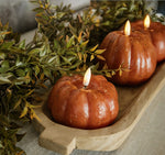 #NY236431 Primitive Orange 3D Flame 3 Inch Short Pumpkin Candle - 6Hr Timer