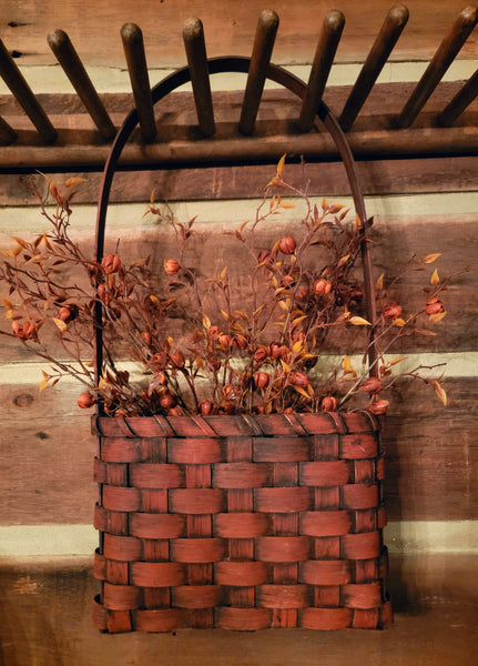 #DR-SFDB Primitive Small Flat Wall Or Door Basket - Deep Red