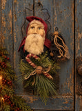 #SNTB Primitive Clay Face Santa In Patriotic "1776" Boot By HOLLY SCHMIDT