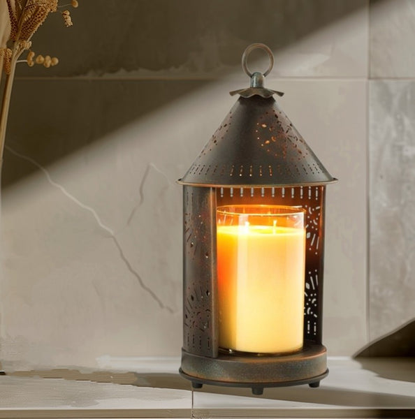 #TL102  Tin Punched Candle Warmer Lantern