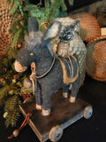 #58HS Primitive Donkey Pull-Toy By HOLLY SCHMIDT