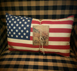 #1028 Primitive "Old Glory" Pillow with Paper Card