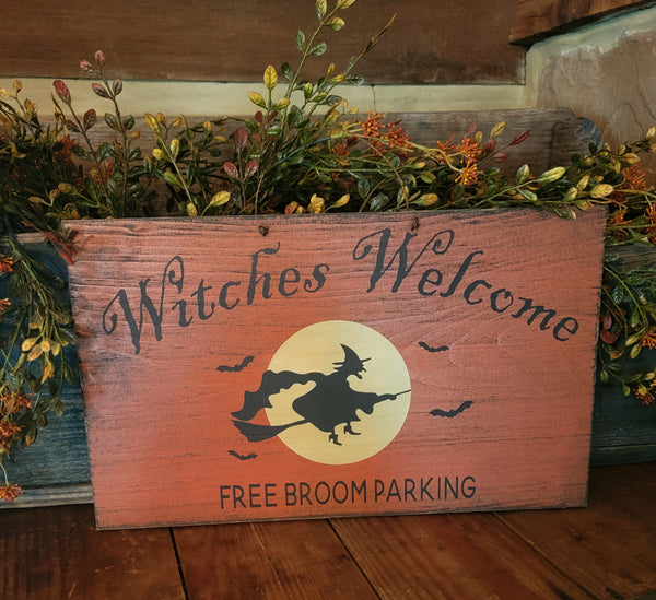 #WHWW "Witch's Welcome" Wood Sign On Wire Hanger MADE IN THE USA!