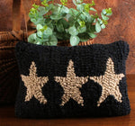 #PL572014  8x12In Three Star Hooked Pillow - Navy