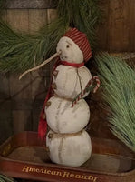 #DAW-4BSNW  Primitive "Frosty" Snowman With Bells & Night Hat