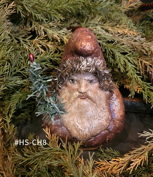 #HS-CH8 Handmade Chalkware Belsnickel Bust by Holly Schmidt