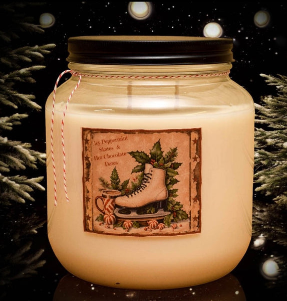 #PS64 "Icy Peppermint Skates & Hot Chocolate Dates" 64oz Soy Jar Candle