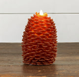 #NY236402 Primitive Bronze Moving Flame Pinecone Candle
