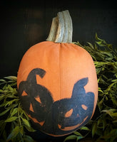 #FA38  Pumpkin With Jack O' Lantern Silhouettes  MADE IN THE USA!