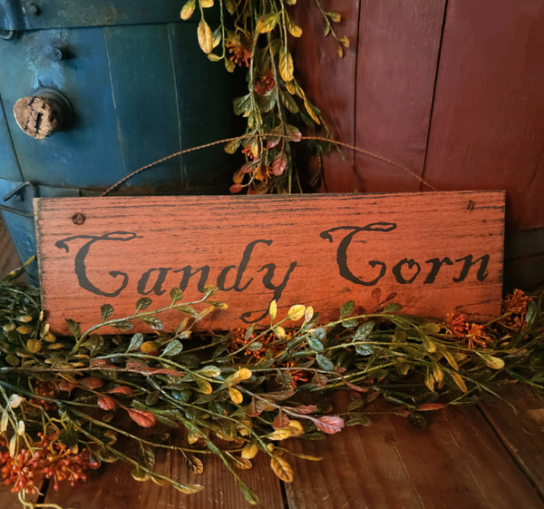 #CCWH Primitive "Candy Corn" Sign On Wire MADE IN THE USA!