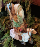 #RDS-S  HOLLY SCHMIDT "Santa Riding Sheep With Bell " ONE OF A KIND