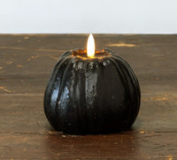 #NY236439 Primitive Black 3D Flame Tall 4In Pumpkin Candle - 6Hr Timer