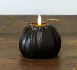 #NY236439 Primitive Black 3D Flame Tall 4In Pumpkin Candle - 6Hr Timer