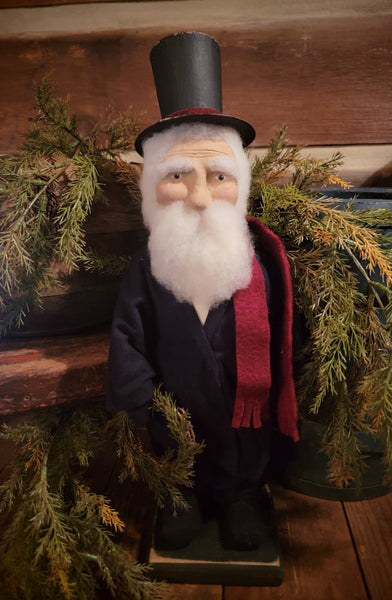 #1-OTC25 Santa In Black Suit With Top Hat Holding Wreath 🎅 MADE IN AMERICA!