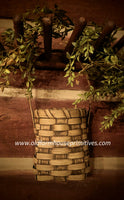 #FLW-T Primitive Tan Hanging Short Flower Peg Basket