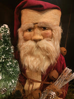 #HSSTSB  Handmade Clay Face Santa With Tree, Sticks, & Toy Bear