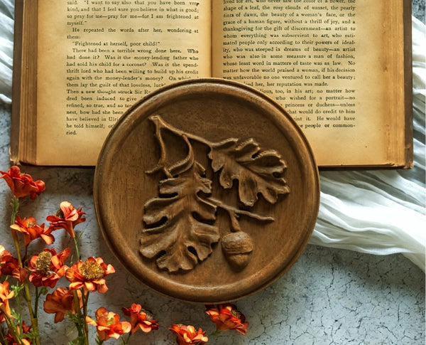 #E234660 Acorn Wood Leaf Wall Plaque