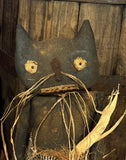 #WISK "WHISKERS" Black Cat Holding Pumpkin By Dawn's Attic Treasures