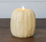 #NY236453 Primitive Cream 3D Flame 6.5 Inch Tall Pumpkin Candle - 6Hr Timer