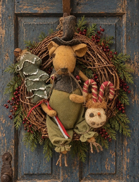 RWR Primitive Holiday Mouse Wreath By HOLLY SCHMIDT – Old