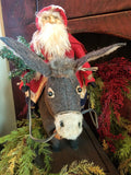 #DK-S25 HOLLY SCHMIDT "Clay Face Santa Riding A Donkey" ONE OF A KIND