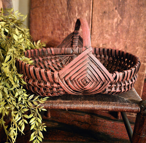 #S09-RSM Primitive Distressed "Dark Red" Short Melon Basket MADE IN THE USA!