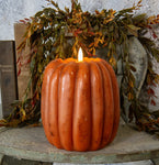 #NY236455 Primitive Orange 3D Flame 6.5 Inch Tall Pumpkin Candle - 6Hr Timer