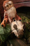 #RD-PT HOLLY SCHMIDT "Clay Face Santa Riding Reindeer Pull Toy" ONE OF A KIND
