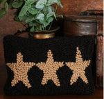 #PL572011 Primitive 8x12In Three Star Hooked Pillow - Black