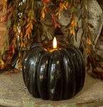 #NY236457 Primitive Black 3D Flame 5 Inch Pumpkin Candle - 6Hr Timer