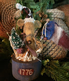 #53HS Patriotic Mouse In "1776" Wood Bowl By HOLLY SCHMIDT