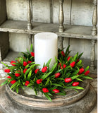 #7817 Teacup Red Tulip 4In Candle Ring