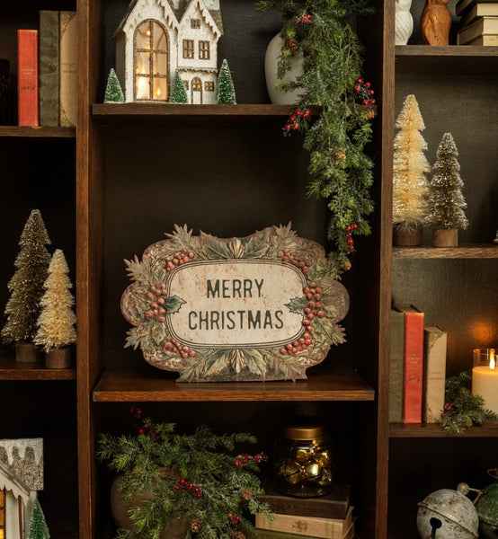 #H237628  Vintage Style 18.25In Merry Christmas Metal Dummy Board