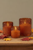 #NY246236  4In Sienna Dotted Glass 3D Flame Candle