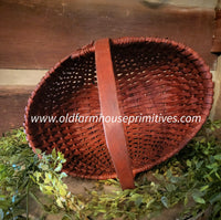 #LMB-28 Medium Waxed "Paprika Red" Rounded Bottom Oval Basket MADE IN THE USA!
