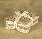 #5019  Set of 4 Tan & Cream Knit Dishcloths