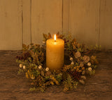 #G243069 12" Fall Wildflower, Pumpkin, and Berry Candle Ring