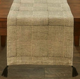 #2995-135  Black & Natural Block Print Table Runner - 15x72In