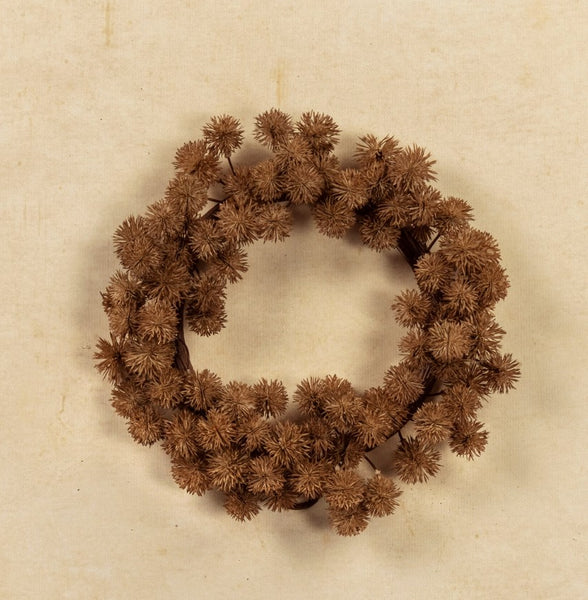 #G233662 Primitive Tan Mini Chestnut Seed 10In Candle Ring