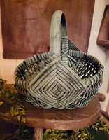 #S5-PBE Primitive Distressed "Pewter Blue" Egg Basket MADE IN THE USA!