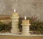 #NY236551  Set of 2 3D Flame Speckled Cream Tealight Candles