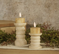 #NY236551  Set of 2 3D Flame Speckled Cream Tealight Candles