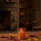 #NY246236  4In Sienna Dotted Glass 3D Flame Candle