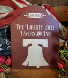 #LB912 Colonial Red "LIBERTY BELL TAVERN AND INN" Tavern Shelf Sitter