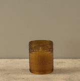 #NY246257  4In Amber Dotted Glass 3D Flame Candle